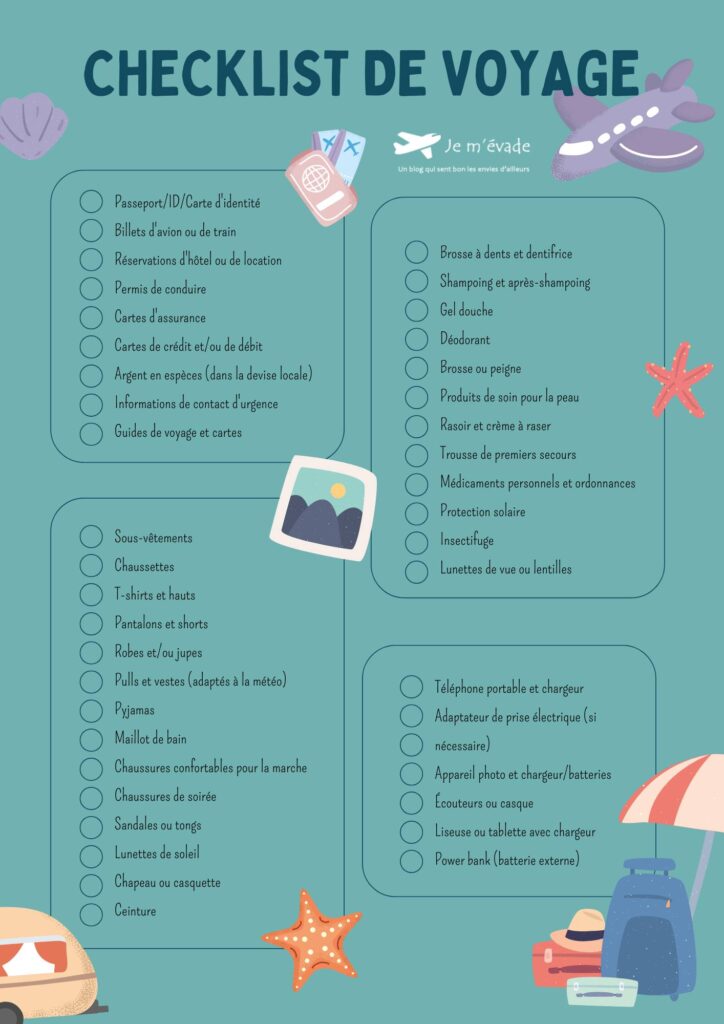 checklist de voyage